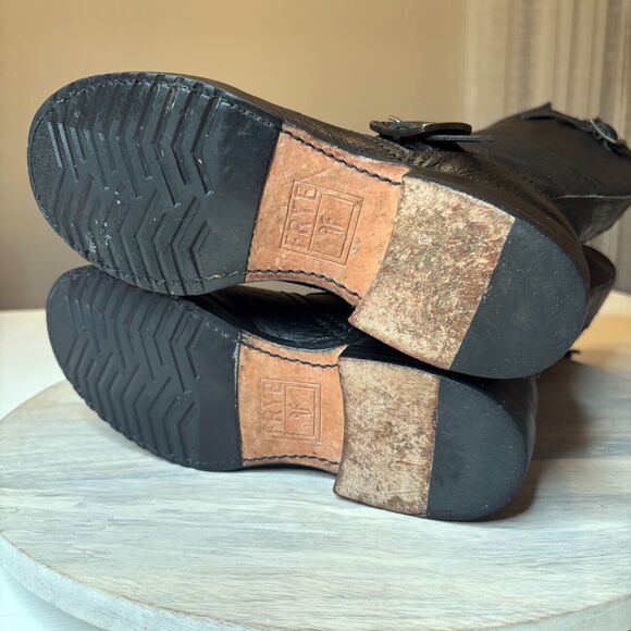 Frye Women's Veronica Slouch Round Toe Black Leather Riding Boots US Size 6.5‎ B - Picture 13 of 13